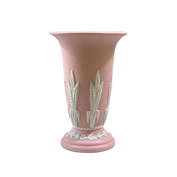 Vintage Jasperware-Style Pink Pottery Vase