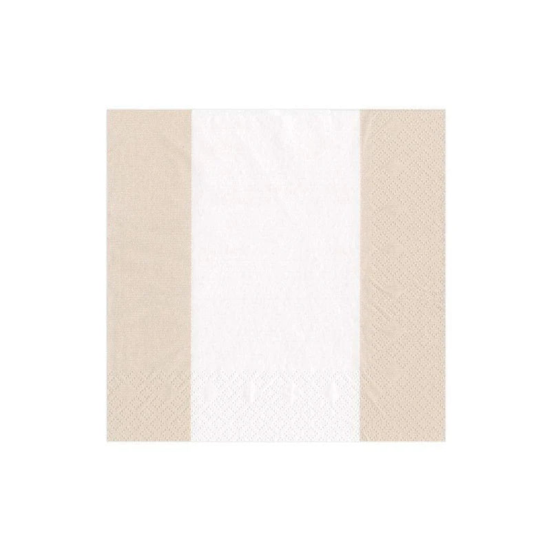 Bandol Stripe Paper Cocktail Napkins in Natural