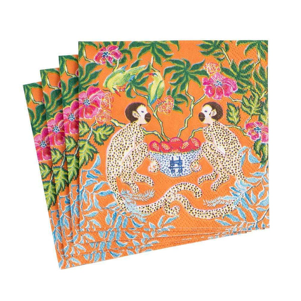Cocktail Napkins - Monkeys Orange by Caspari