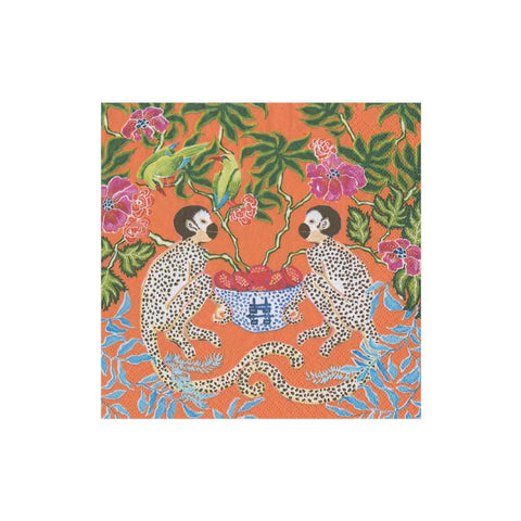 Cocktail Napkins - Monkeys Orange by Caspari
