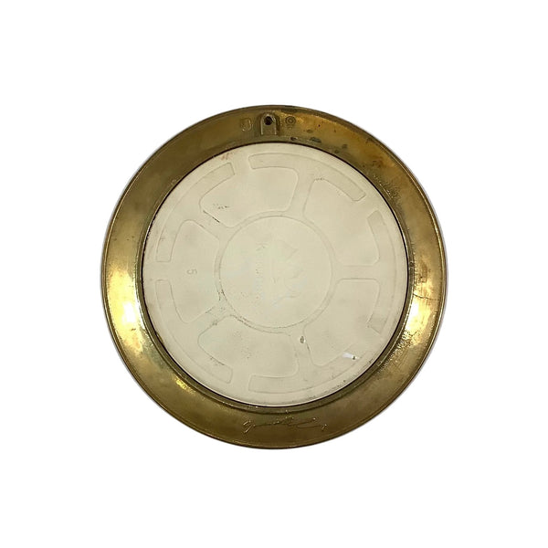 Vintage “American Bison” Ceramic Tile & Brass Wall Plate