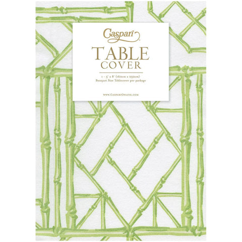 Bamboo Screen Moss Green Paper Linen Table Cover