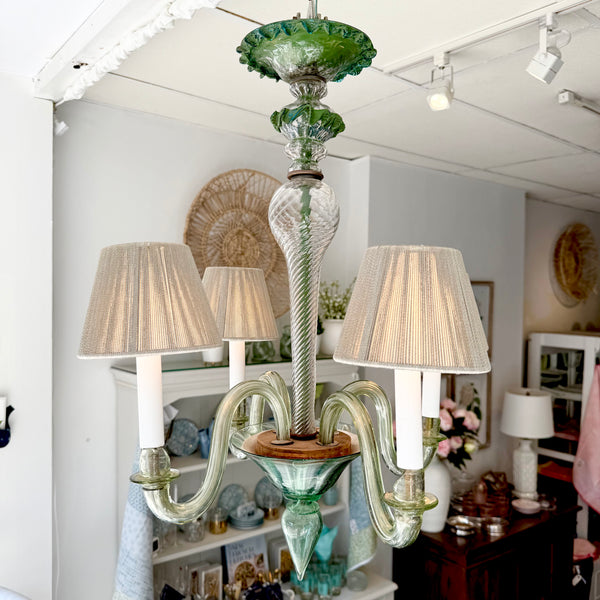 Vintage Green Glass Venetian Chandelier