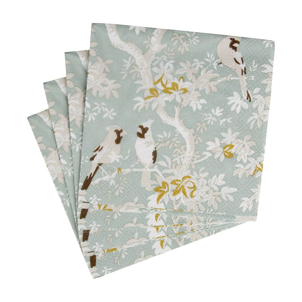 Cocktail Napkins - Scenic Songbirds Celadon