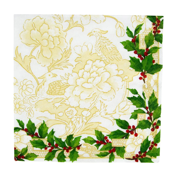 Luncheon Napkins - Holly Ceramic Ivory/Gold