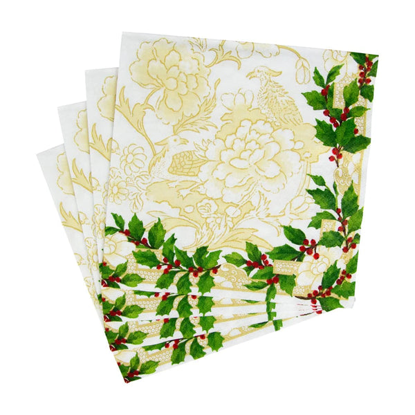 Luncheon Napkins - Holly Ceramic Ivory/Gold