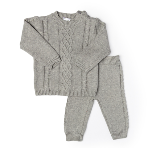 2 Piece Knit Sweater Set - Grey