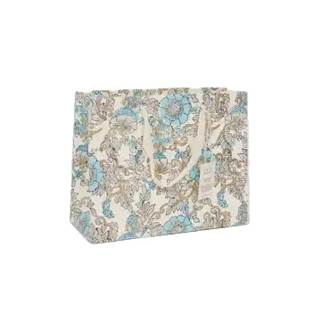 Hand Block Printed Gift Bag - Wild Rose Blue Opal