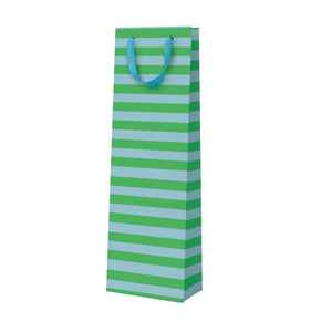 Green & Blue Stripe Bottle Gift Bag