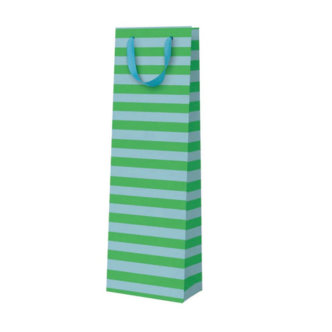 Green & Blue Stripe Bottle Gift Bag
