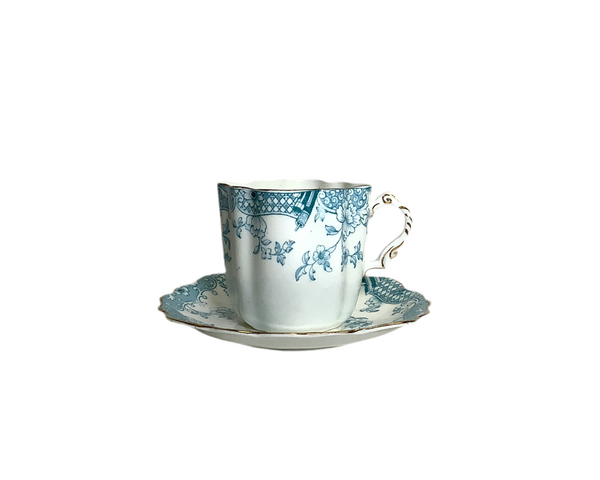 Vintage Genoa Blue & Gold Teacup & Saucer