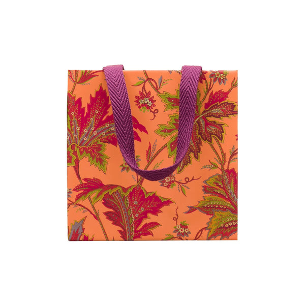 Paisley Leaves Coral Gift Bag - Small