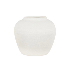 Low Round White Vase