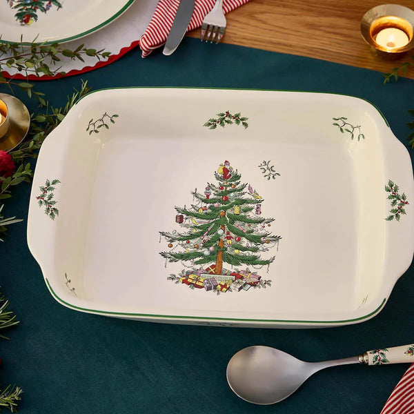 Spode Christmas Tree Rectangular Handled Dish