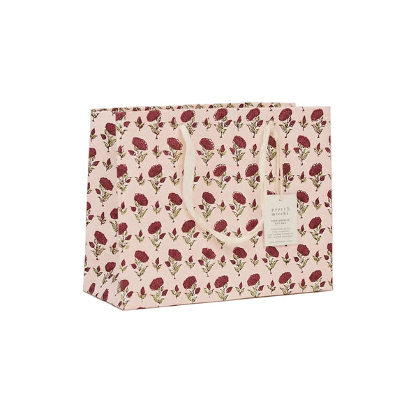 Hand Block Printed Medium Gift Bag - Scarlet Refresh