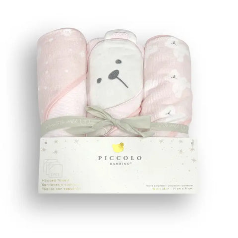 3 Pack Hooded Towels One Pink