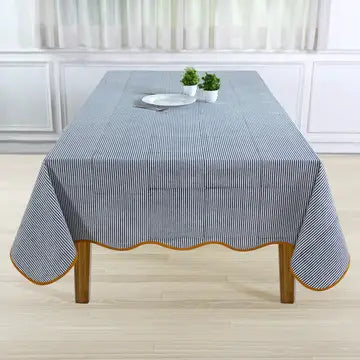 Blue Stripes with Yellow Piping Tablecloth