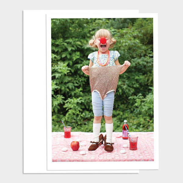 Girl with Clown Nose Happy Birthday Greeting Card