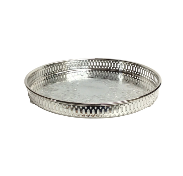 Vintage Silver Footed Round Tray