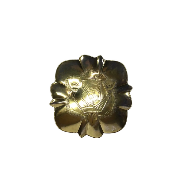 Vintage Etched Brass Footed Trinket Dish