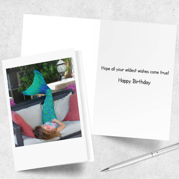 Blue Mermaid Happy Birthday Greeting Card