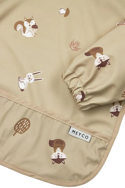 Meyco Baby - Bib with sleeves - Forest Animals Sand