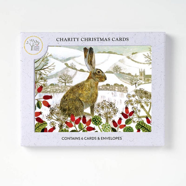 Hare And Hillside - Christmas Card Pack s/6