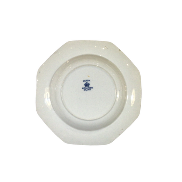 Vintage Rimmed Blue & White Storks Soup Bowls. Set of 4