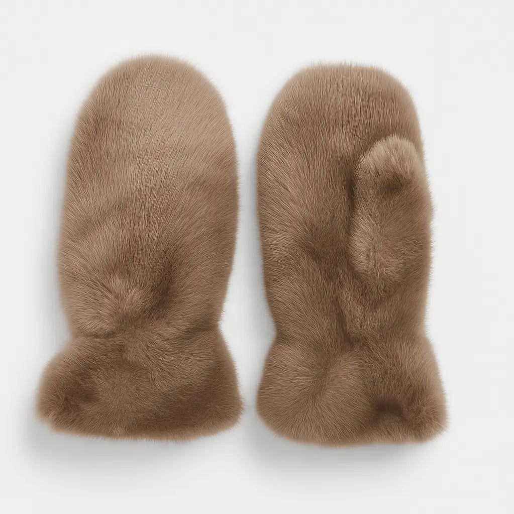 Plush Faux Mitten - Mocha Mousse