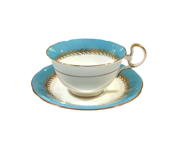 Vintage “Minerva Rose” Turquoise Aynsley Cup & Saucer