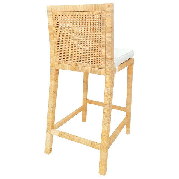 Balboa Natural Rattan Square Back Counter Stool