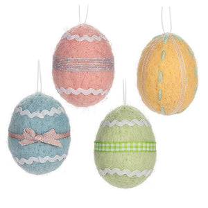 Decorated Wool & Felt Eggs (4 Colours)