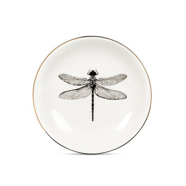 Dragonfly Plate with Gold Rim