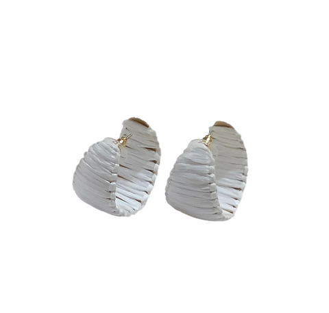 Raffia Earrings - White