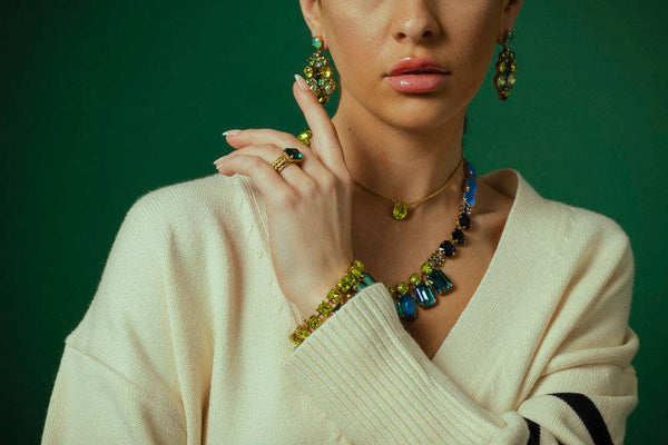 Leonie Earrings in Emerald