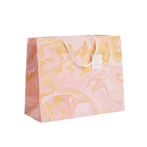 Hand Marbled Gift Bags - Marshmallow Pink