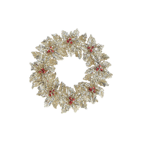 Glittered Holly Wreath Ornament