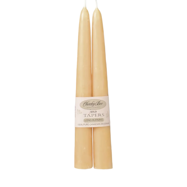 Gold Beeswax Taper Candles s/2