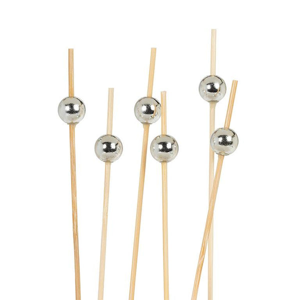 Metallic Silver Ball Picks - 100 Pieces