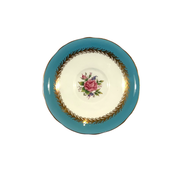 Vintage “Minerva Rose” Turquoise Aynsley Cup & Saucer