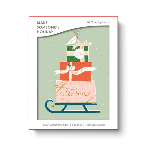 Gifting Sleigh Holiday 10 Greeting Cards