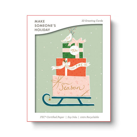 Gifting Sleigh Holiday 10 Greeting Cards