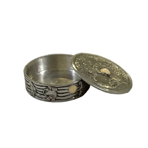 Vintage Lidded Pewter Trinket Box
