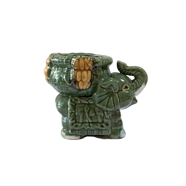 Vintage MCM Majolica Baby Elephant Planter