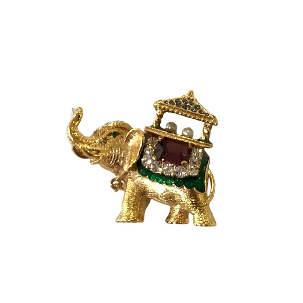 Vintage Rhinestone Elephant Brooch