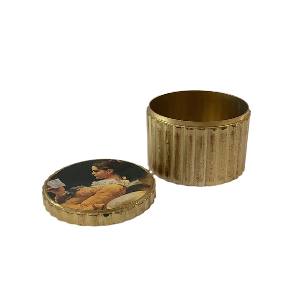 Vintage Round Gold Lidded Florentine Box