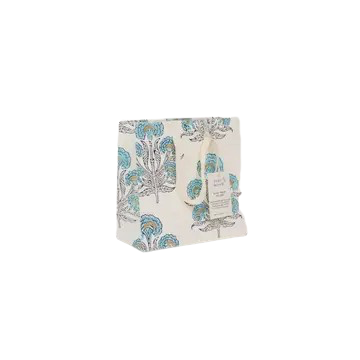 Hand Block Printed Gift Bag - Aurora Blue Opal