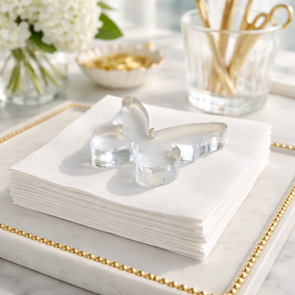 Acrylic Napkin Weight - Clear Butterfly