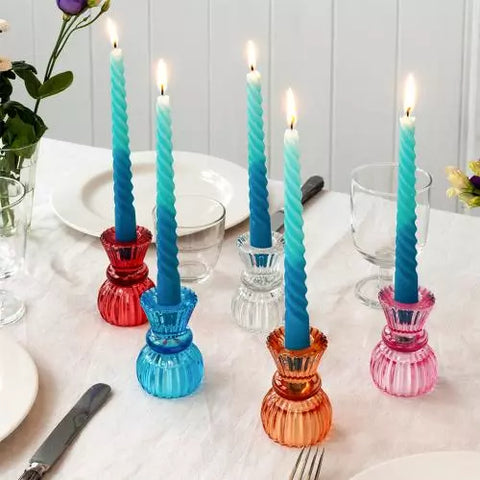 Double Ended Glass Candle Holder