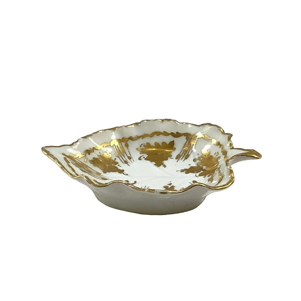 Vintage Limoges White & Gold Leaf-Shaped Dish